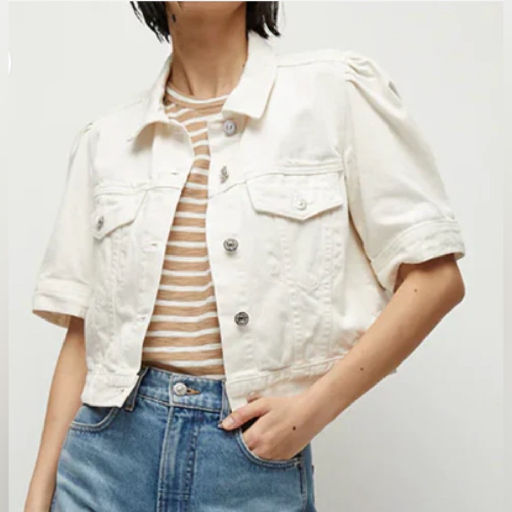 VERONICA BEARD VB Raina Denim Jacket Cream Cropped